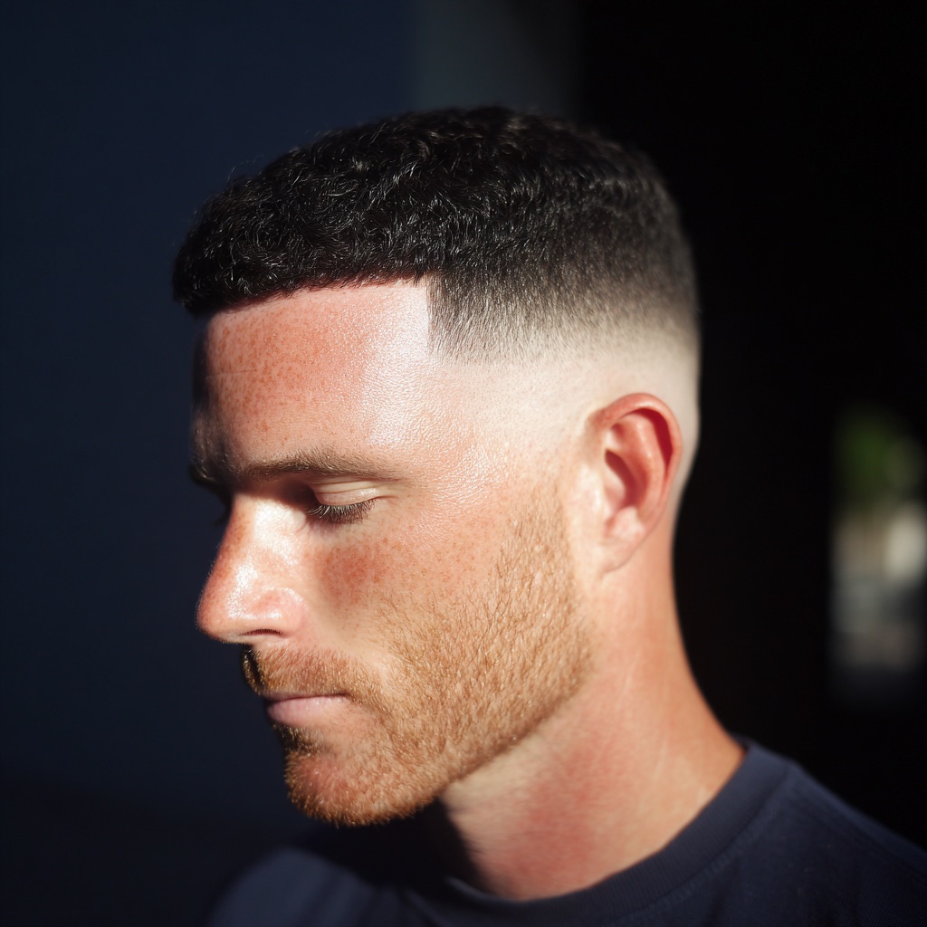 Skin fade with curly crop